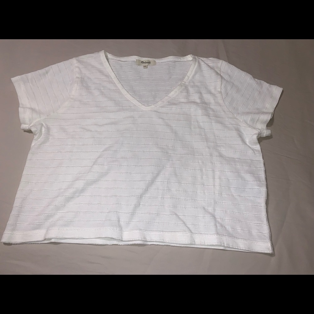NWOT Basic white cropped v-neck